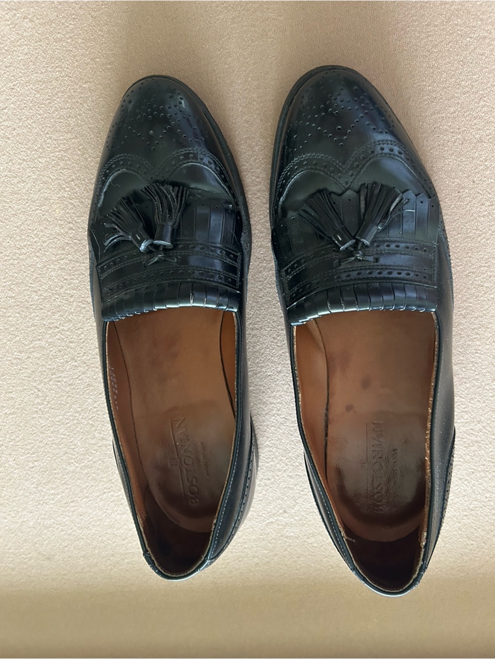 Bostonian Black Leather Tassel Kiltie Loafers